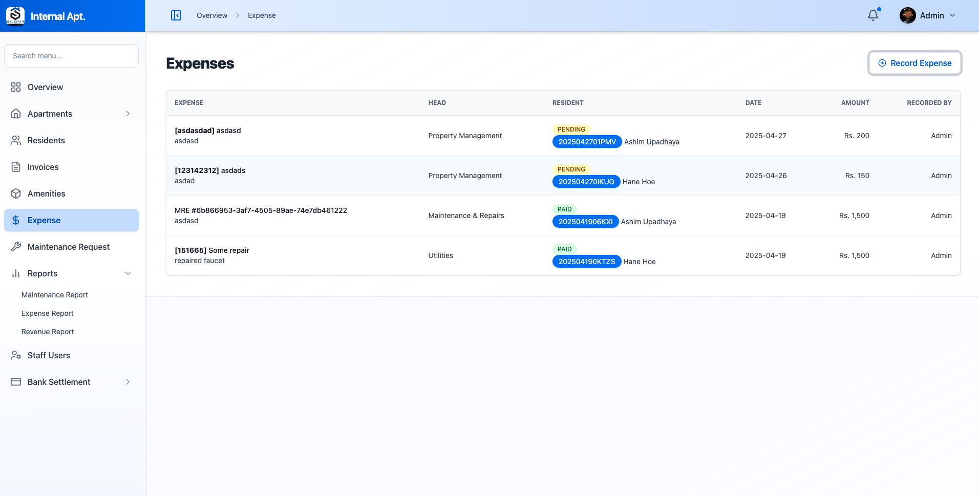 Gharlens Expenses Dashboard